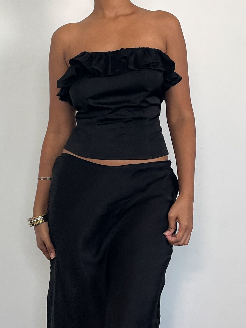 Calypso ruffled corset - Black