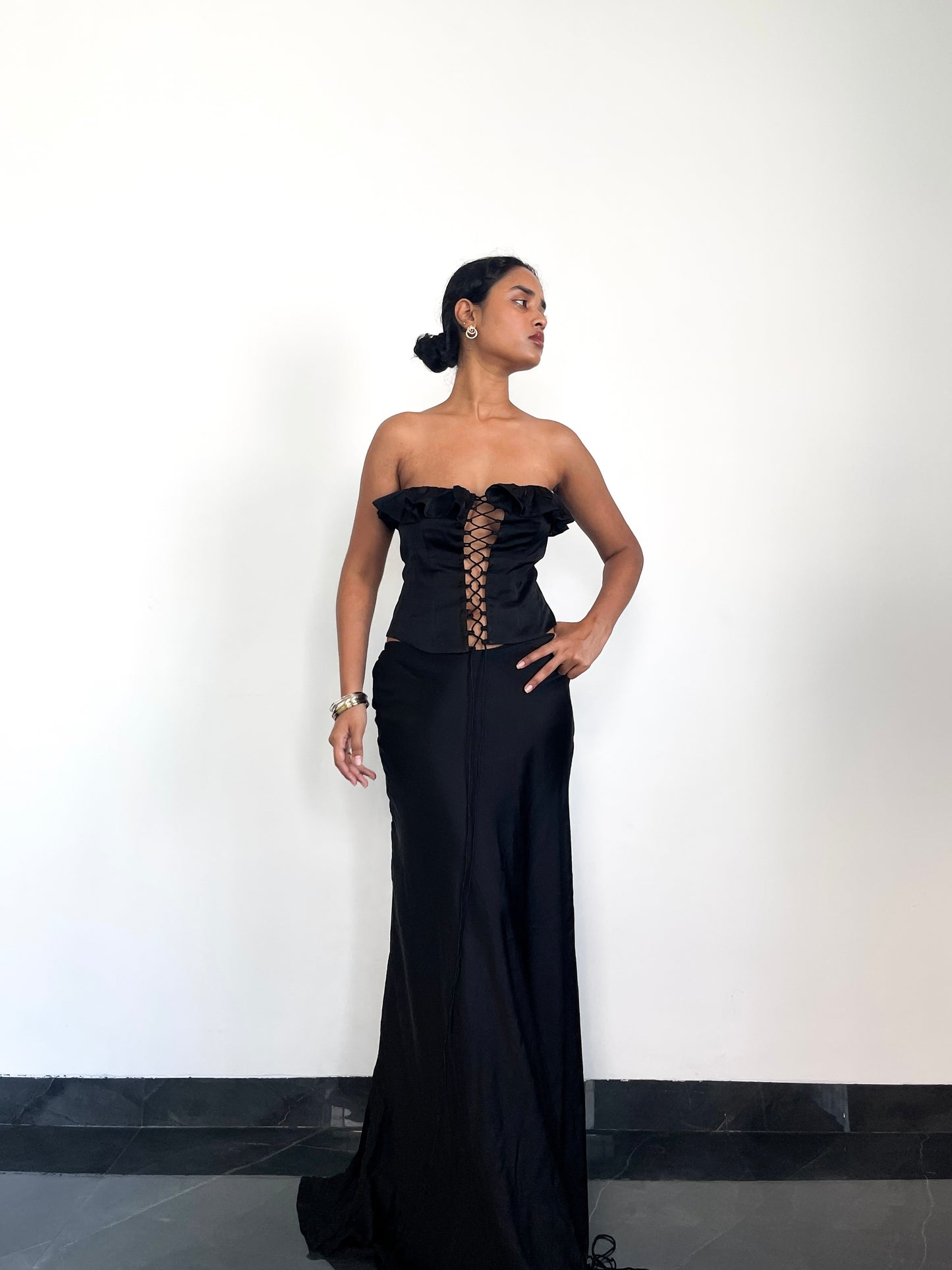 Bias Maxi skirt - Black