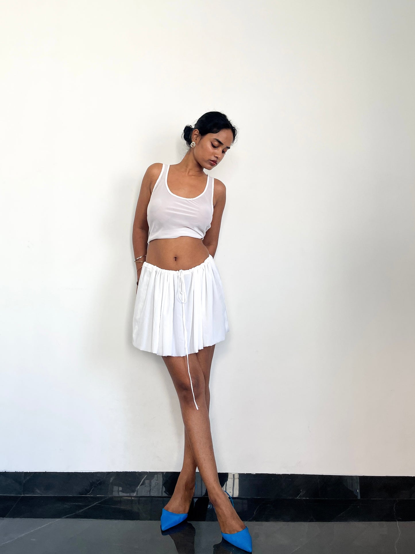 Millie Drawstring skirt - white