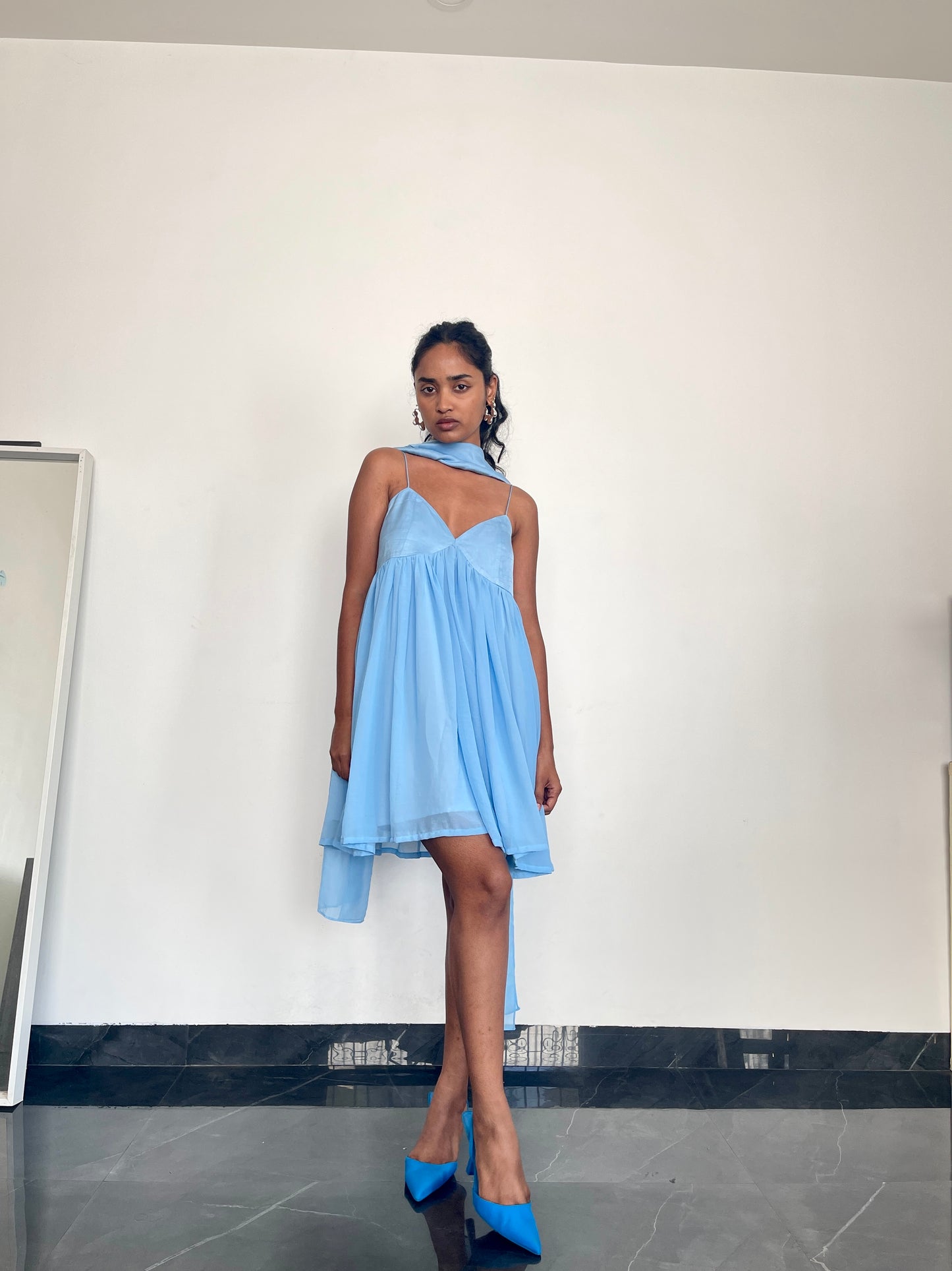 Maui dress-baby blue (with scarf)