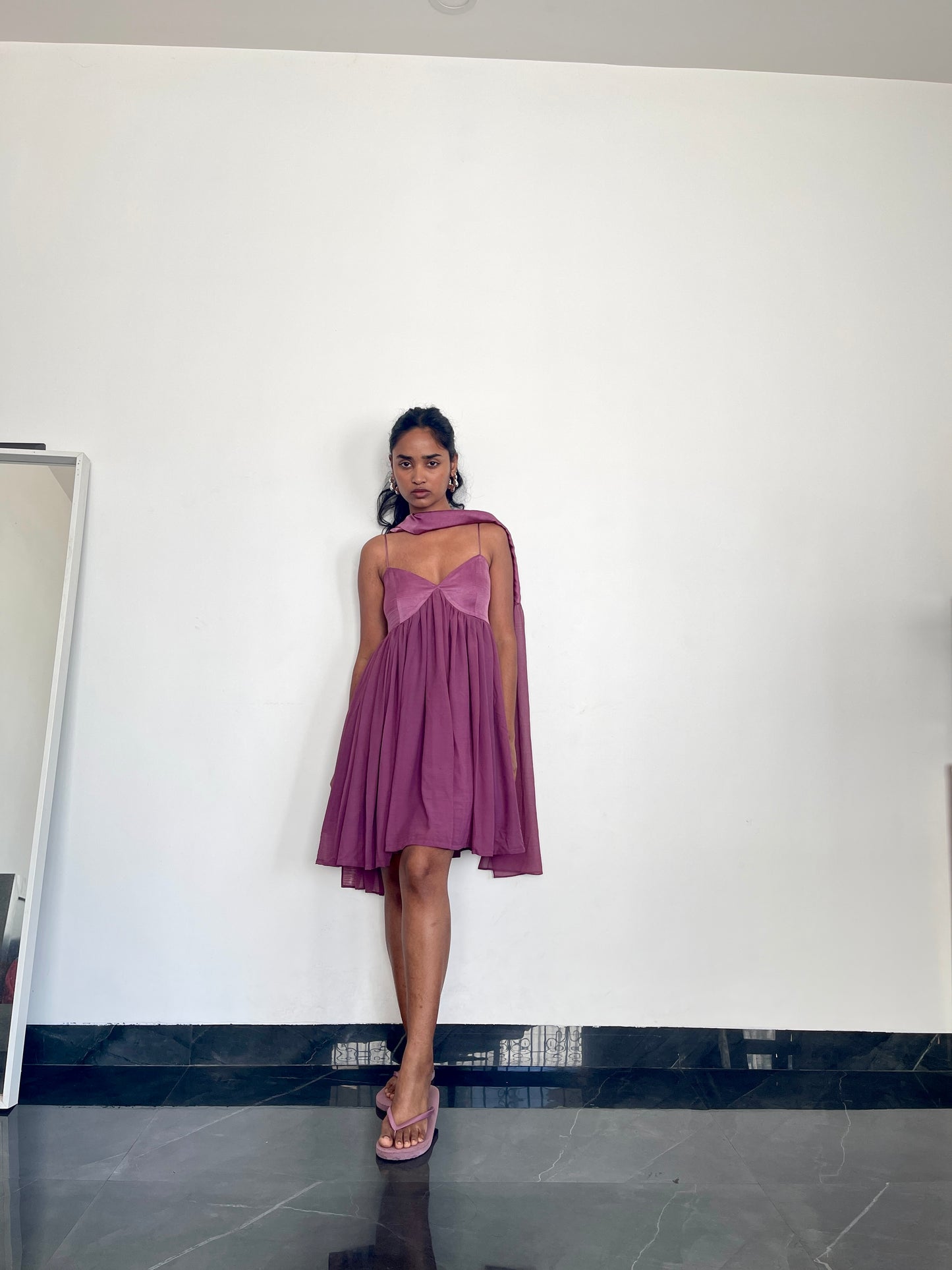 Maui Dress- Mauve (with scarf)