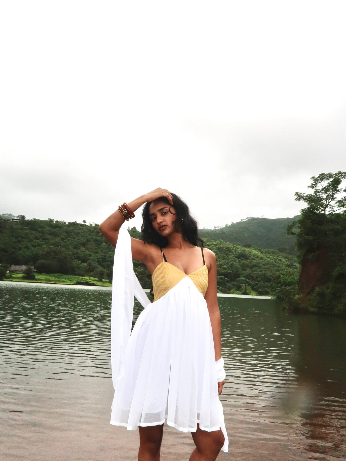 Maui dress - gold and white