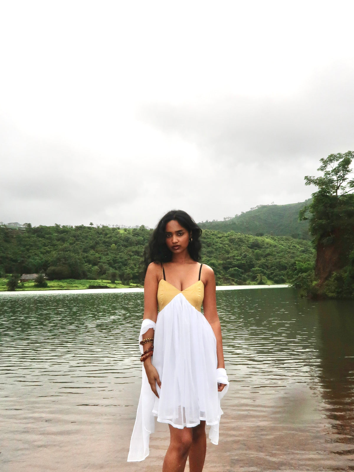Maui dress - gold and white