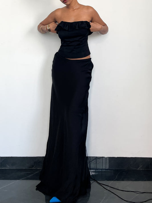 Bias Maxi skirt - Black