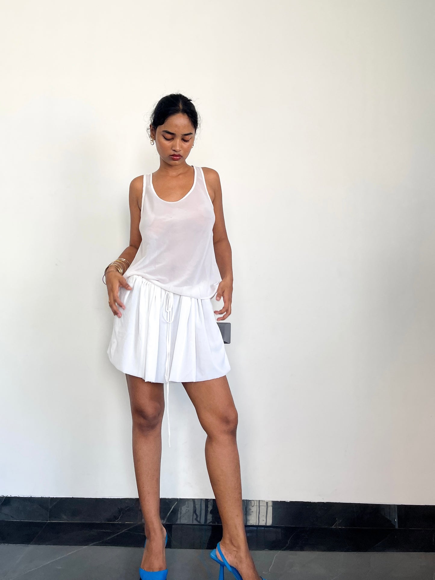 Millie Drawstring skirt - white