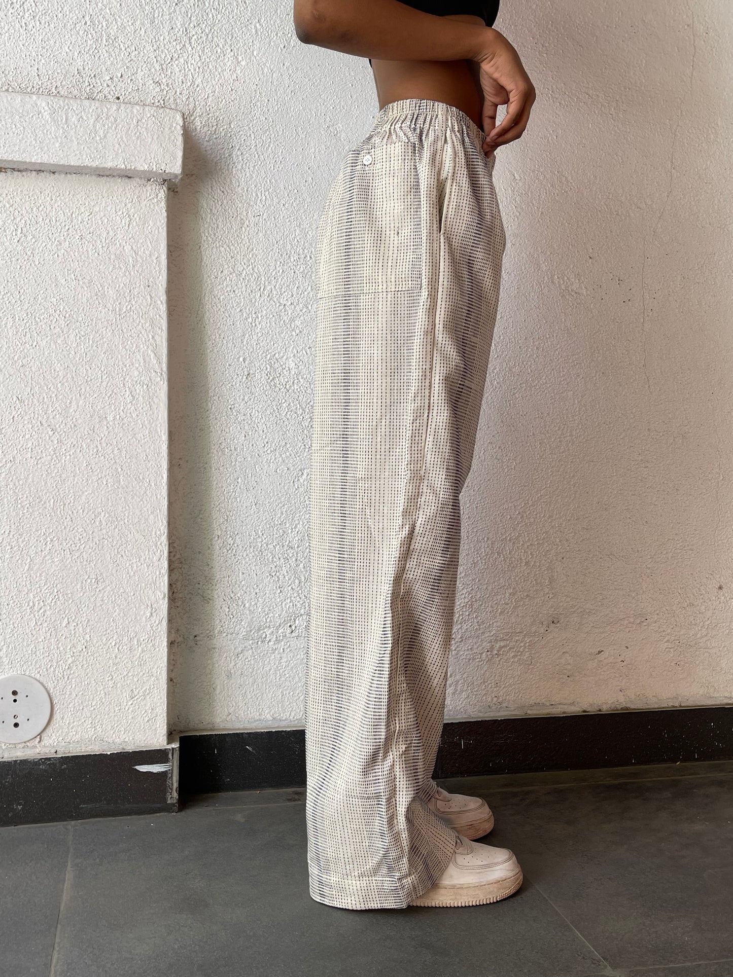 Striped Trousers- White