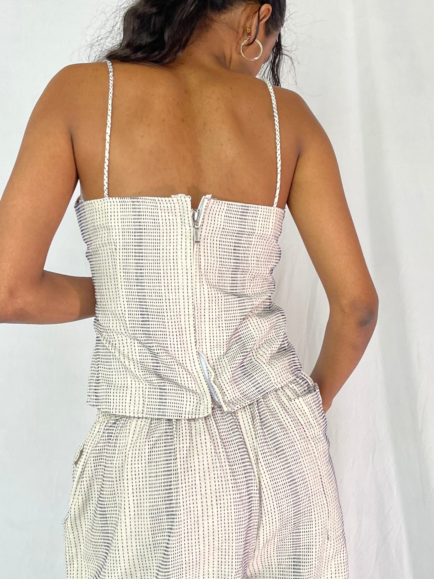 Striped slip top- White