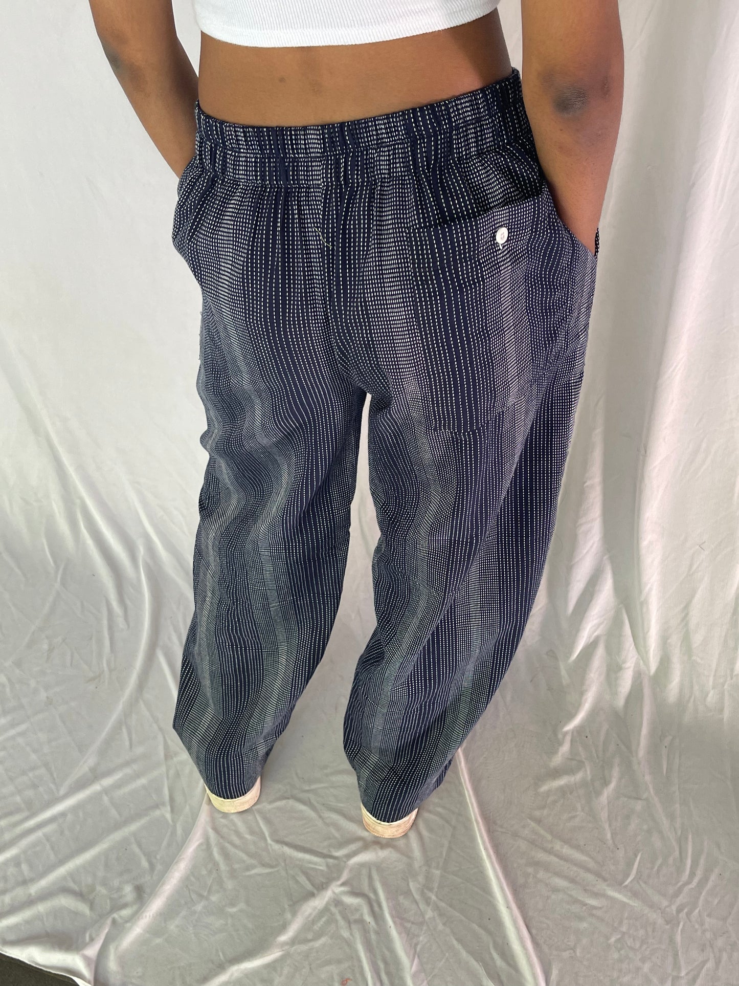 Striped Trousers- Navy