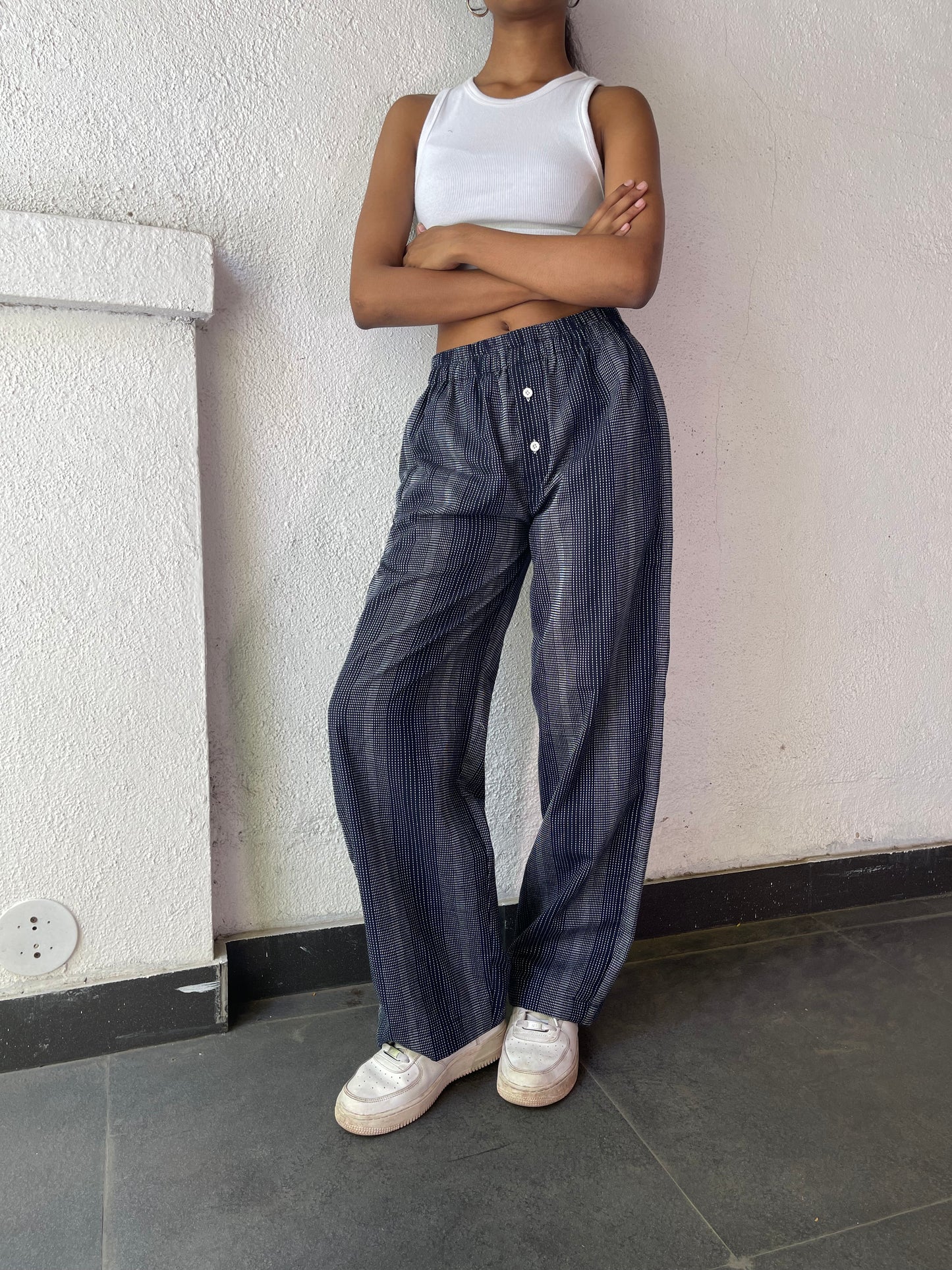 Striped Trousers- Navy