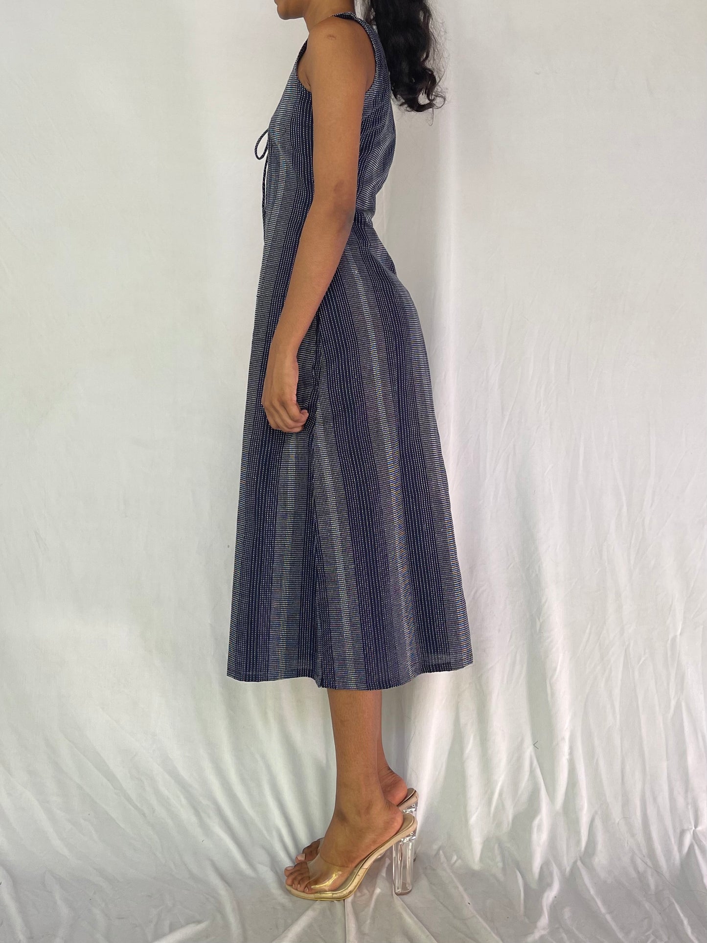 Striped Midi Dress- Navy