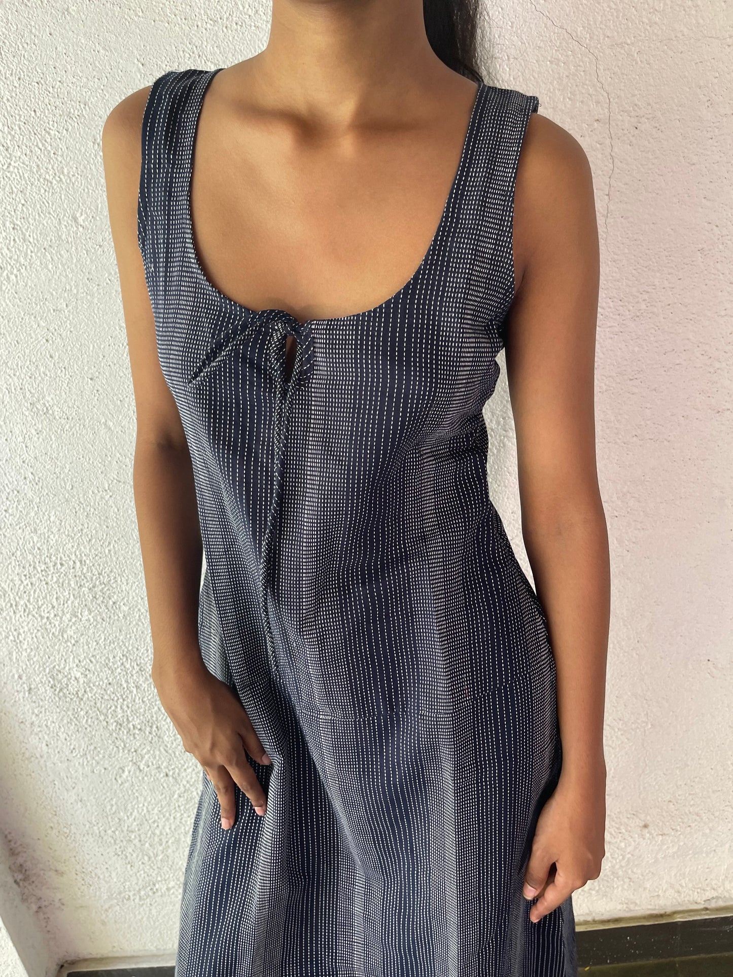 Striped Midi Dress- Navy