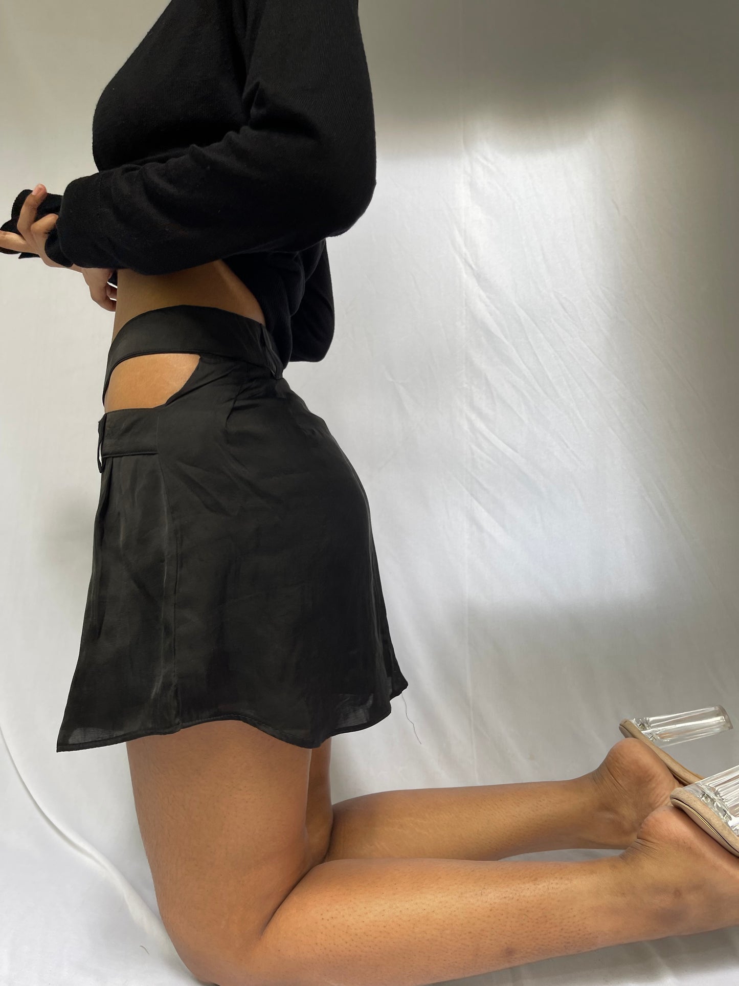 Silky mini skirt