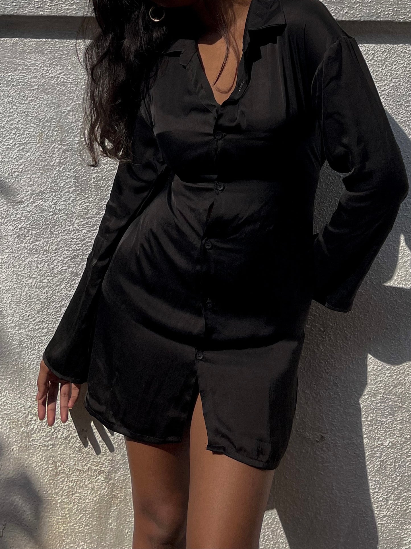 Silky Shirt Dress